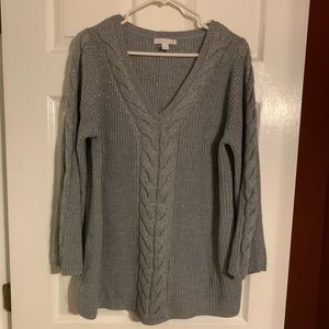 Womens plus size grey sweater with silver shimmer size 1x